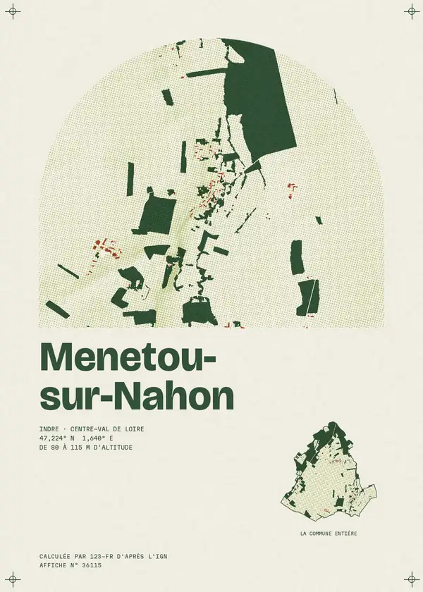Affiche de Menetou-sur-Nahon, calculée par 123-fr d'après l'IGN