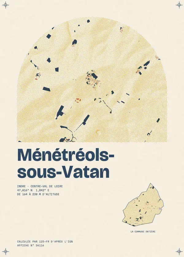 Affiche de Ménétréols-sous-Vatan, calculée par 123-fr d'après l'IGN