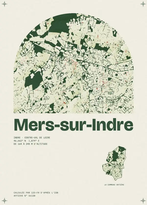 Affiche de Mers-sur-Indre, calculée par 123-fr d'après l'IGN