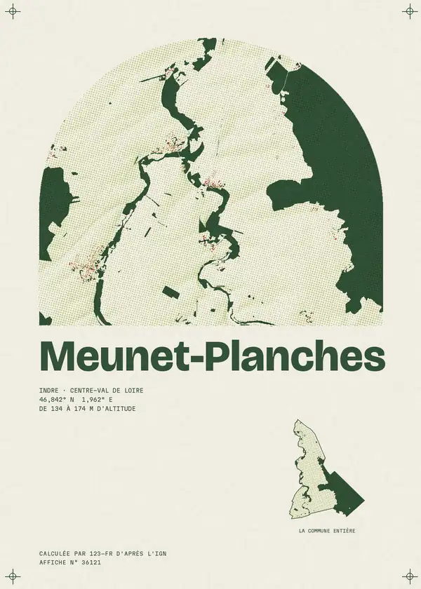 Affiche de Meunet-Planches, calculée par 123-fr d'après l'IGN
