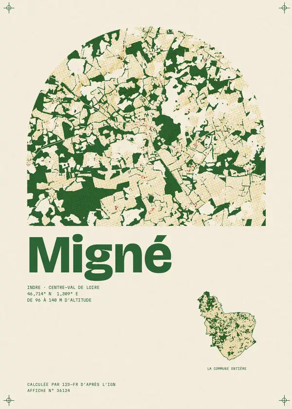 Affiche de Migné, calculée par 123-fr d'après l'IGN
