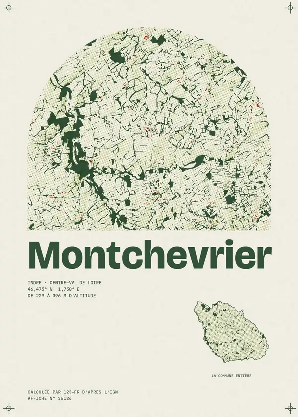 Affiche de Montchevrier, calculée par 123-fr d'après l'IGN