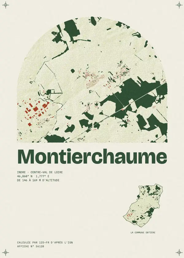 Affiche de Montierchaume, calculée par 123-fr d'après l'IGN