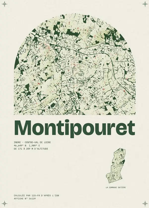Affiche de Montipouret, calculée par 123-fr d'après l'IGN