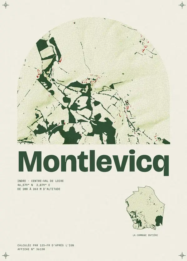 Affiche de Montlevicq, calculée par 123-fr d'après l'IGN