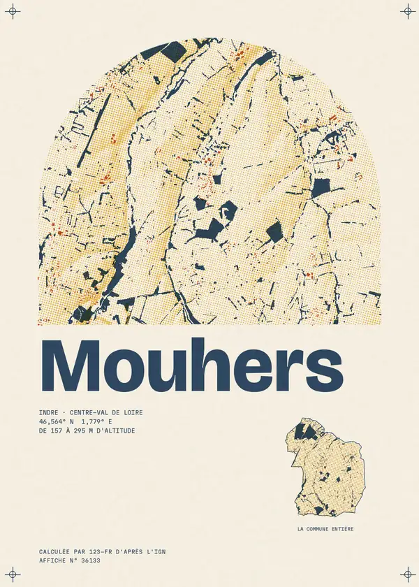 Affiche de Mouhers, calculée par 123-fr d'après l'IGN
