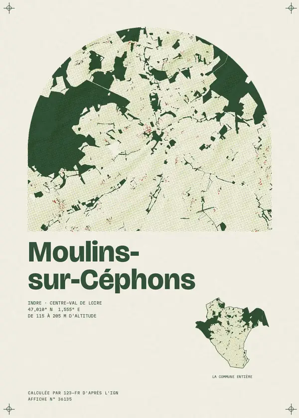 Affiche de Moulins-sur-Céphons, calculée par 123-fr d'après l'IGN