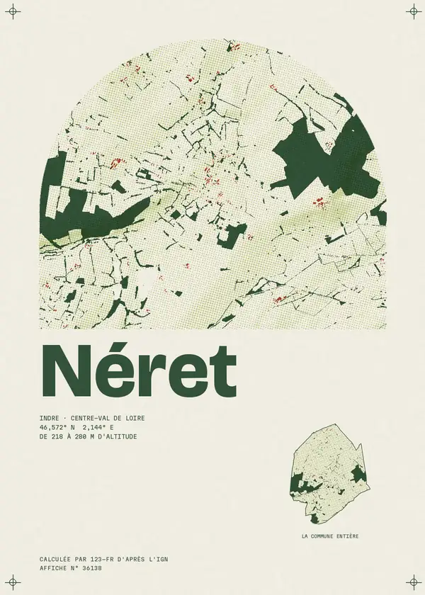 Affiche de Néret, calculée par 123-fr d'après l'IGN