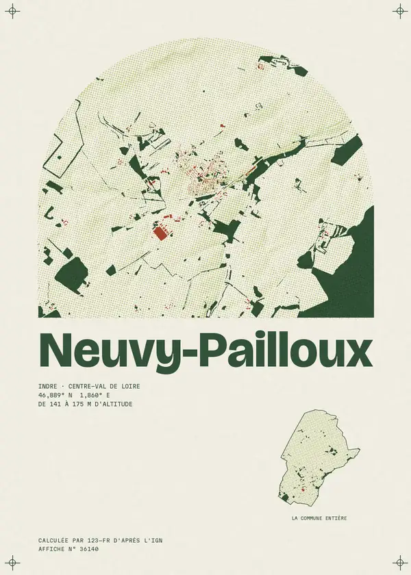 Affiche de Neuvy-Pailloux, calculée par 123-fr d'après l'IGN
