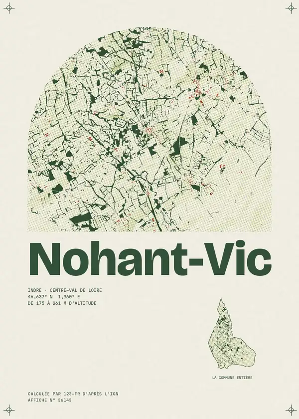 Affiche de Nohant-Vic, calculée par 123-fr d'après l'IGN