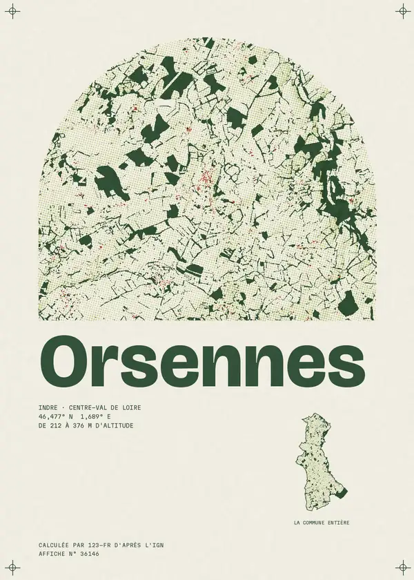 Affiche de Orsennes, calculée par 123-fr d'après l'IGN