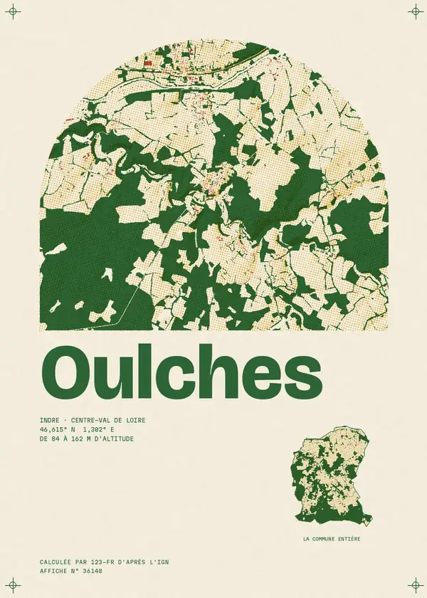 Affiche de Oulches, calculée par 123-fr d'après l'IGN