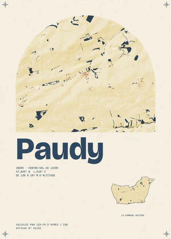 Affiche de Paudy, calculée par 123-fr d'après l'IGN