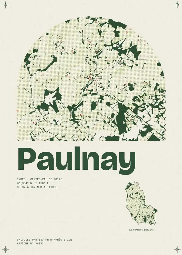 Affiche de Paulnay, calculée par 123-fr d'après l'IGN