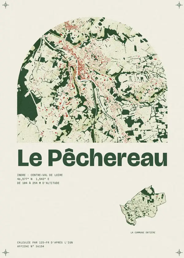 Affiche de Le Pêchereau, calculée par 123-fr d'après l'IGN