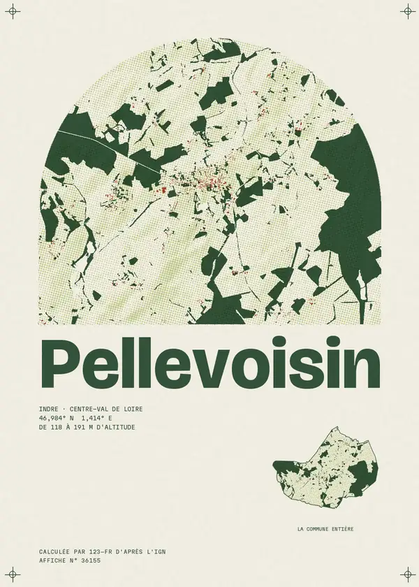 Affiche de Pellevoisin, calculée par 123-fr d'après l'IGN