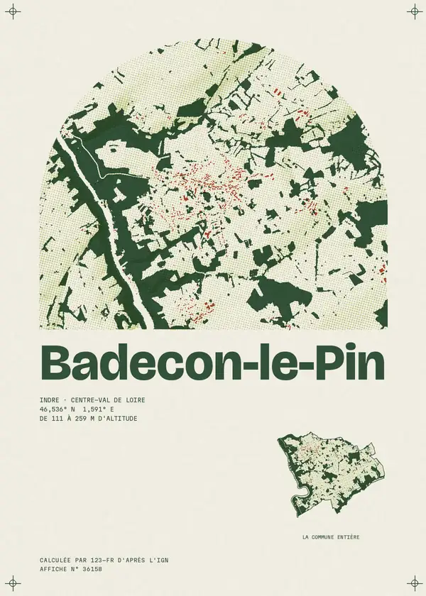 Affiche de Badecon-le-Pin, calculée par 123-fr d'après l'IGN