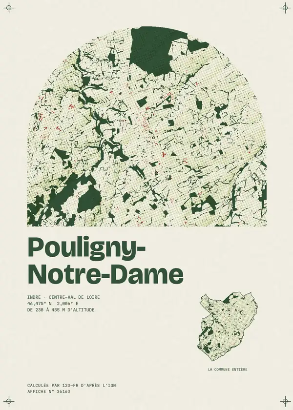 Affiche de Pouligny-Notre-Dame, calculée par 123-fr d'après l'IGN