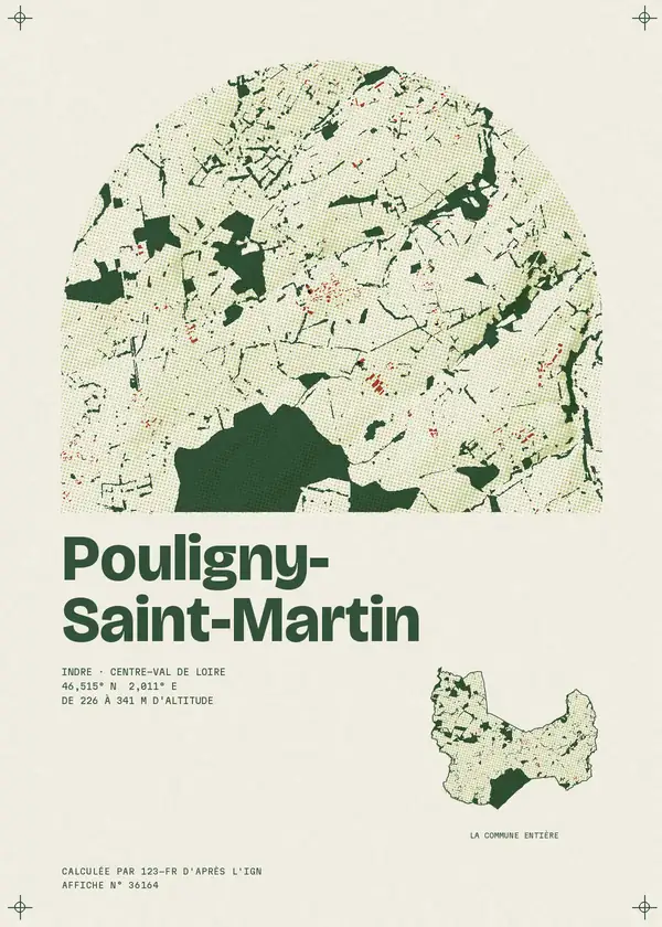 Affiche de Pouligny-Saint-Martin, calculée par 123-fr d'après l'IGN
