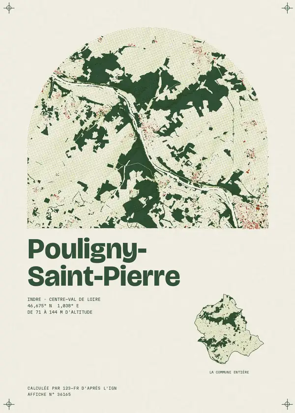 Affiche de Pouligny-Saint-Pierre, calculée par 123-fr d'après l'IGN
