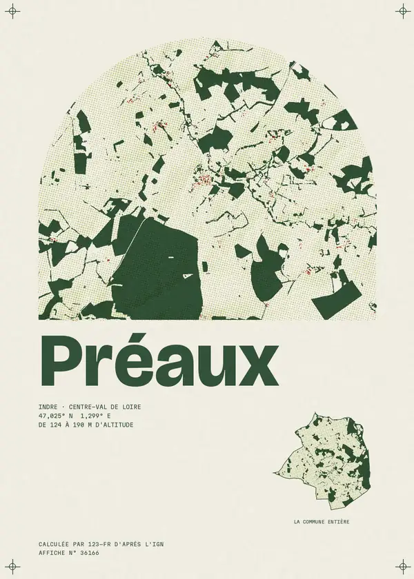 Affiche de Préaux, calculée par 123-fr d'après l'IGN