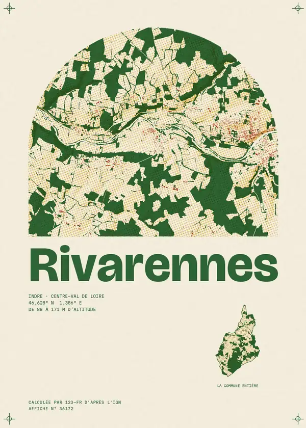Affiche de Rivarennes, calculée par 123-fr d'après l'IGN