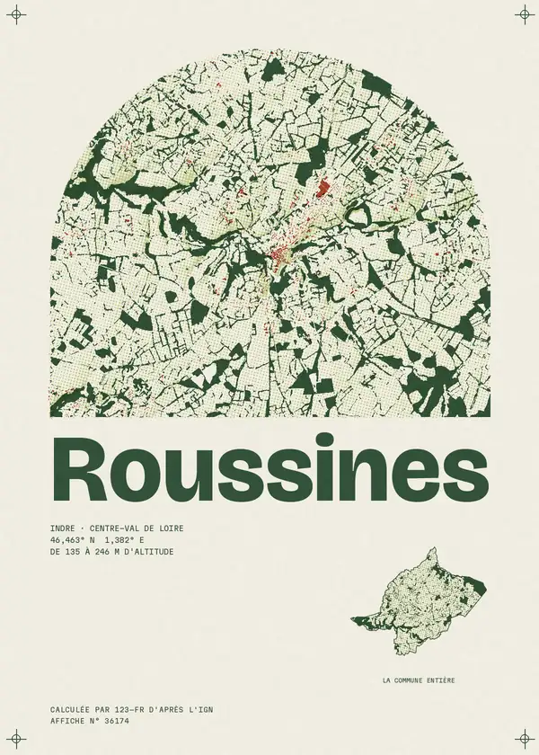 Affiche de Roussines, calculée par 123-fr d'après l'IGN