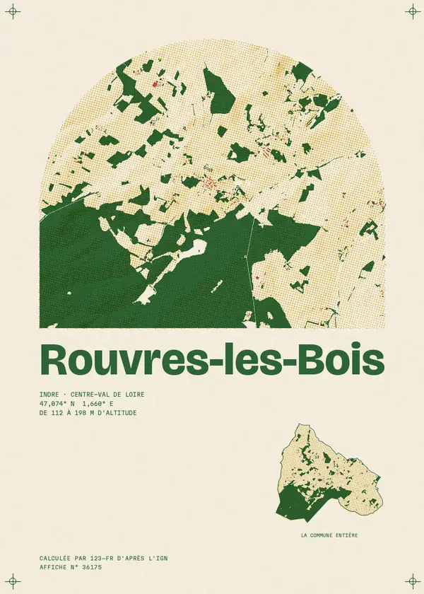 Affiche de Rouvres-les-Bois, calculée par 123-fr d'après l'IGN