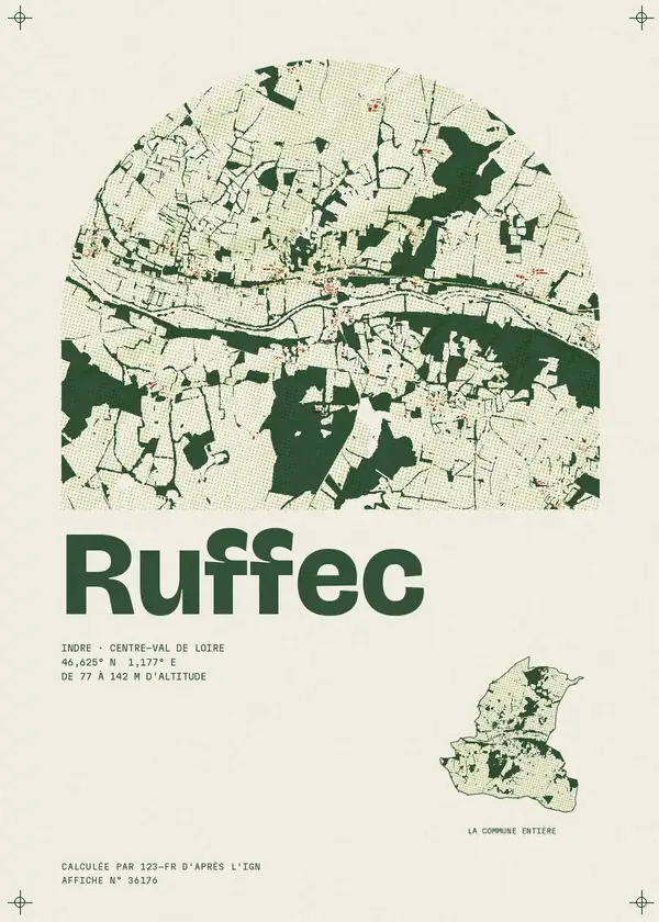 Affiche de Ruffec, calculée par 123-fr d'après l'IGN
