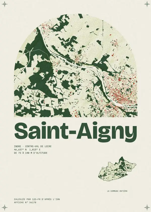 Affiche de Saint-Aigny, calculée par 123-fr d'après l'IGN