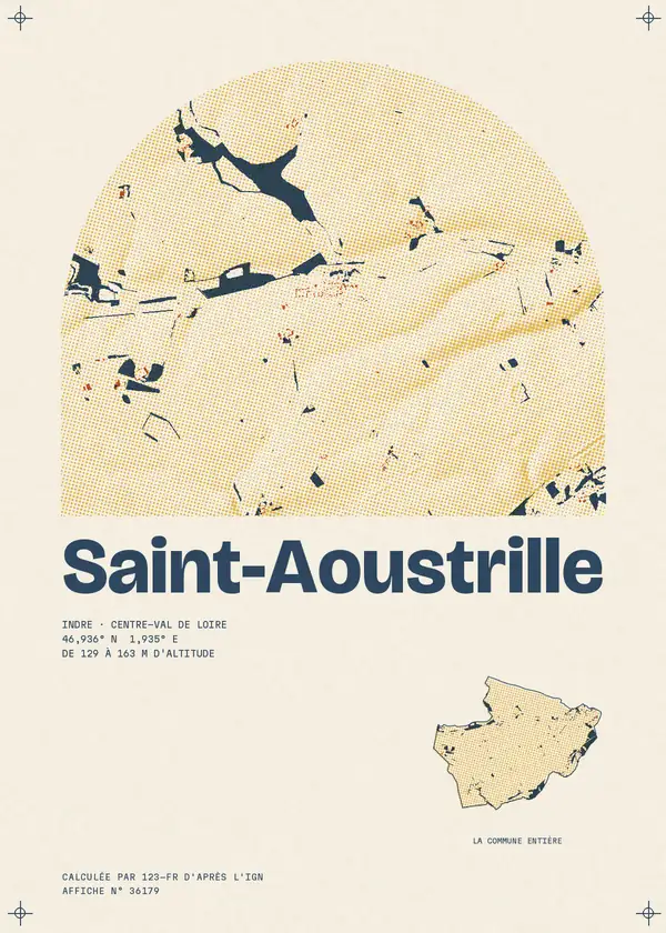 Affiche de Saint-Aoustrille, calculée par 123-fr d'après l'IGN