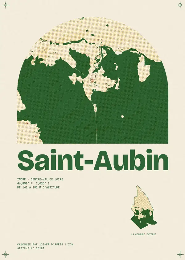 Affiche de Saint-Aubin, calculée par 123-fr d'après l'IGN