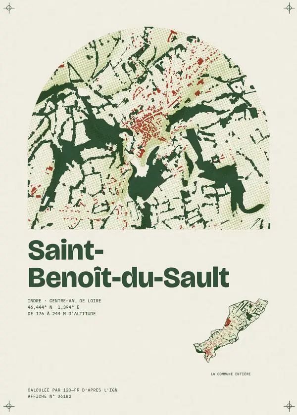 Affiche de Saint-Benoît-du-Sault, calculée par 123-fr d'après l'IGN