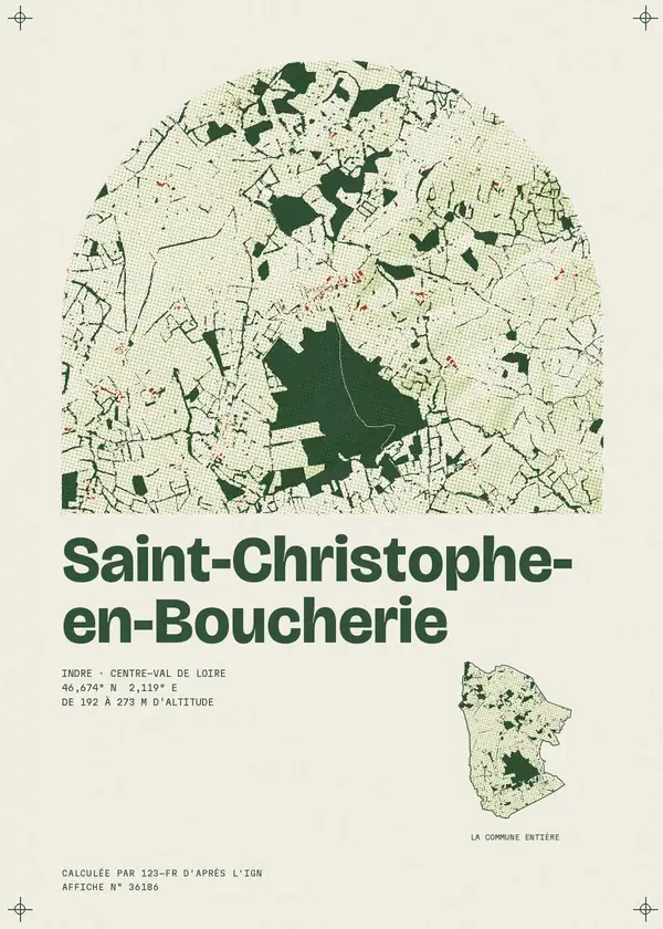 Affiche de Saint-Christophe-en-Boucherie, calculée par 123-fr d'après l'IGN