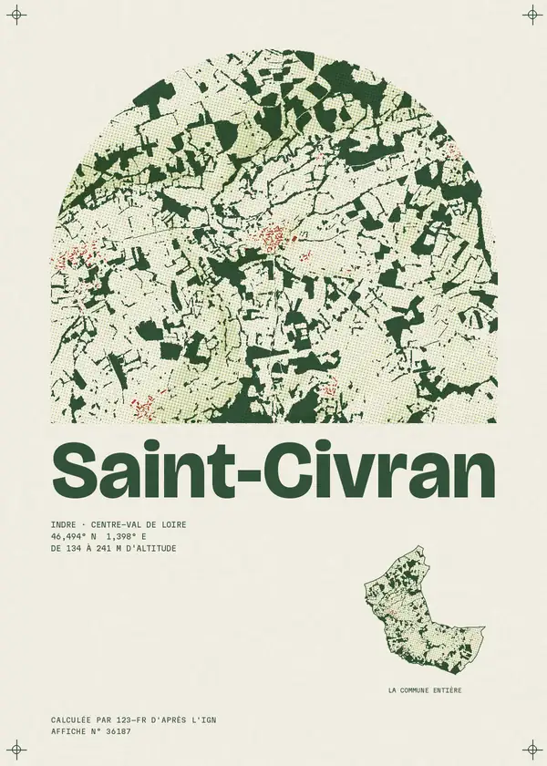 Affiche de Saint-Civran, calculée par 123-fr d'après l'IGN