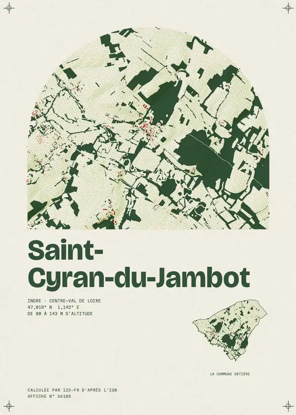 Affiche de Saint-Cyran-du-Jambot, calculée par 123-fr d'après l'IGN