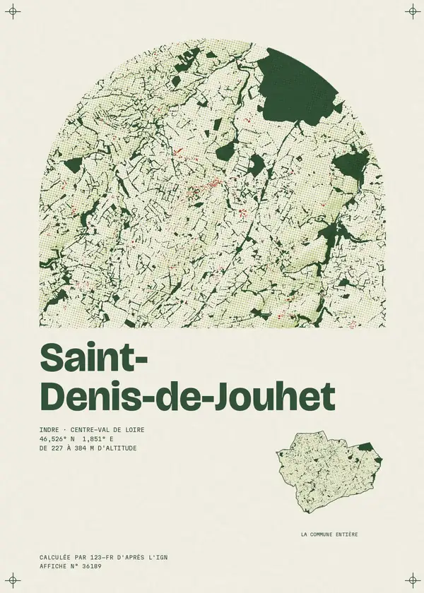 Affiche de Saint-Denis-de-Jouhet, calculée par 123-fr d'après l'IGN