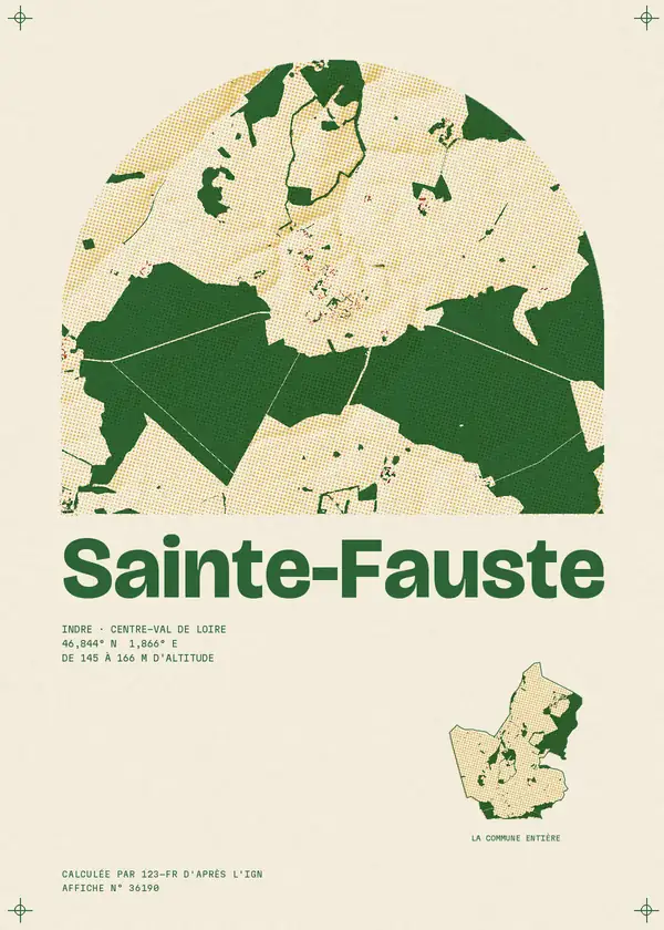 Affiche de Sainte-Fauste, calculée par 123-fr d'après l'IGN