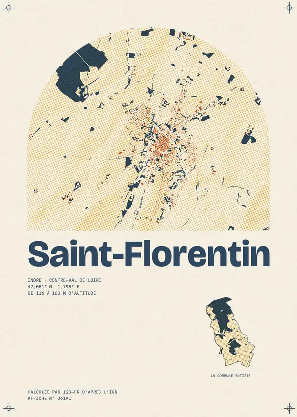 Affiche de Saint-Florentin, calculée par 123-fr d'après l'IGN