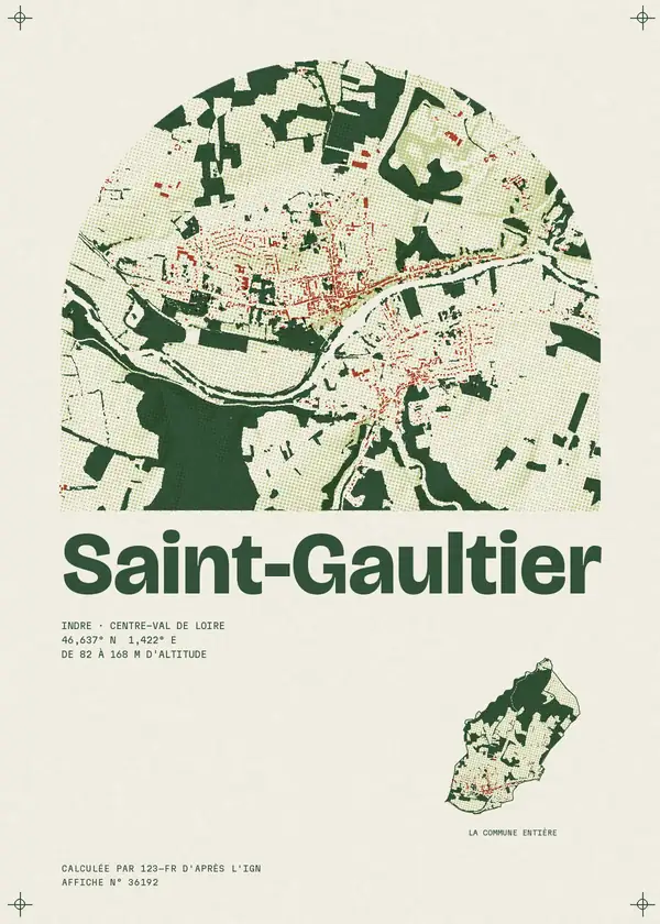 Affiche de Saint-Gaultier, calculée par 123-fr d'après l'IGN