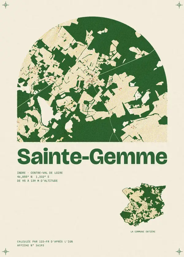 Affiche de Sainte-Gemme, calculée par 123-fr d'après l'IGN