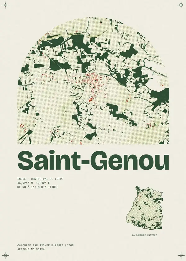 Affiche de Saint-Genou, calculée par 123-fr d'après l'IGN