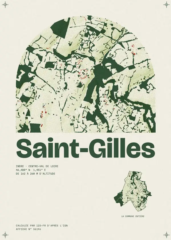 Affiche de Saint-Gilles, calculée par 123-fr d'après l'IGN