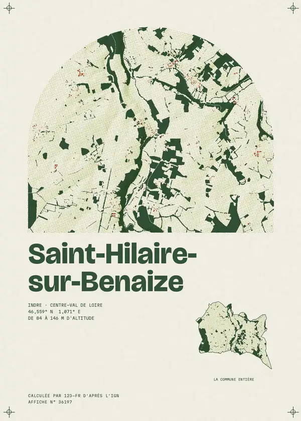Affiche de Saint-Hilaire-sur-Benaize, calculée par 123-fr d'après l'IGN