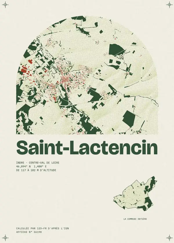 Affiche de Saint-Lactencin, calculée par 123-fr d'après l'IGN