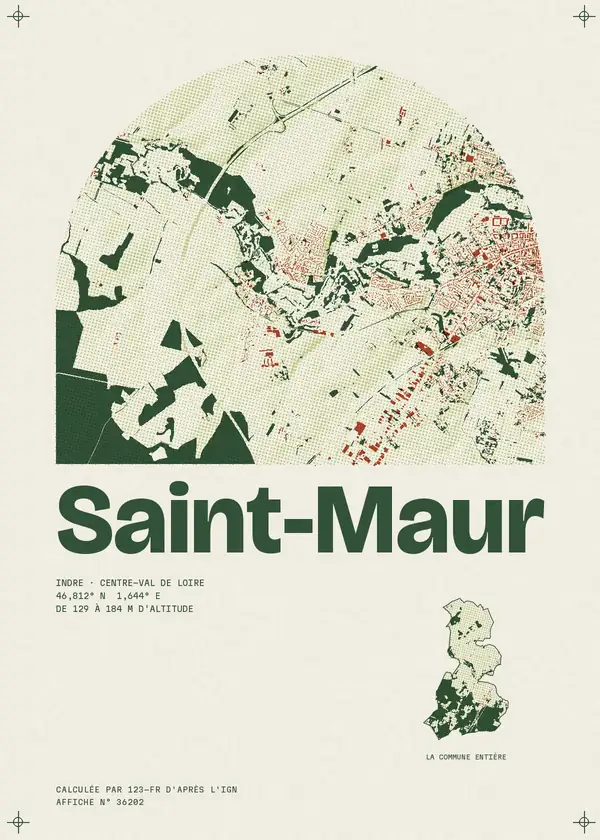 Affiche de Saint-Maur, calculée par 123-fr d'après l'IGN