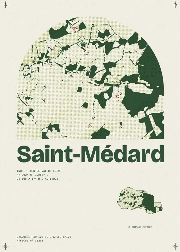 Affiche de Saint-Médard, calculée par 123-fr d'après l'IGN