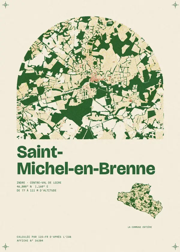 Affiche de Saint-Michel-en-Brenne, calculée par 123-fr d'après l'IGN