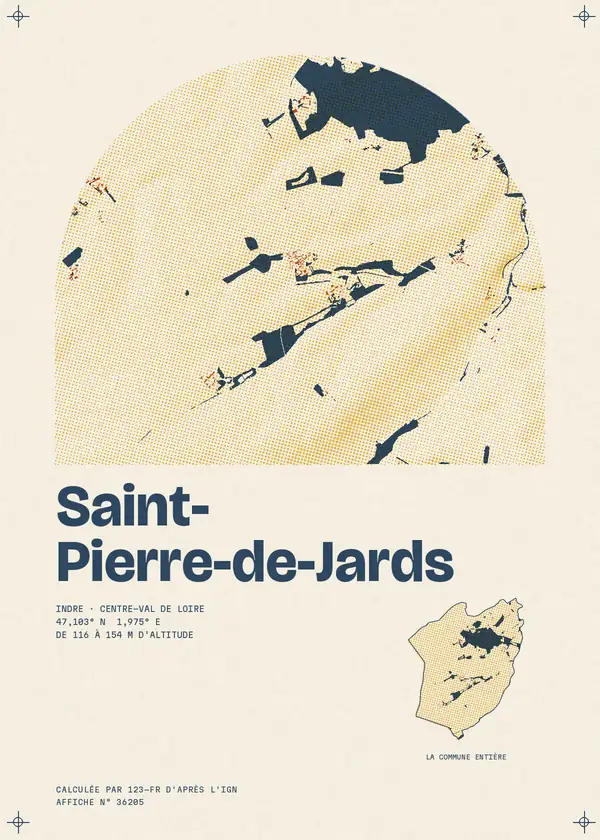 Affiche de Saint-Pierre-de-Jards, calculée par 123-fr d'après l'IGN