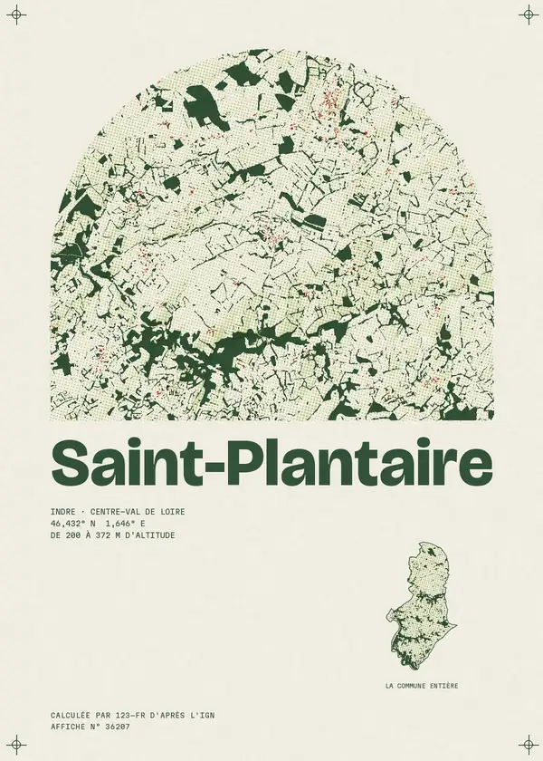 Affiche de Saint-Plantaire, calculée par 123-fr d'après l'IGN